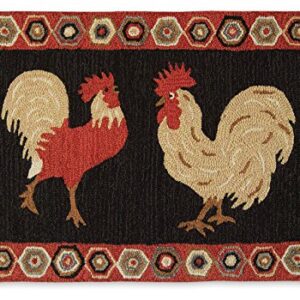 Chandler 4 Corners Artist-Designed Two Roosters Hand-Hooked Wool Accent Rug (2' x 3') Farm Animal Themed Rug for Hallways, Living or Dining Rooms -Easy Care & Low Maintenance - Chicken Throw Rug