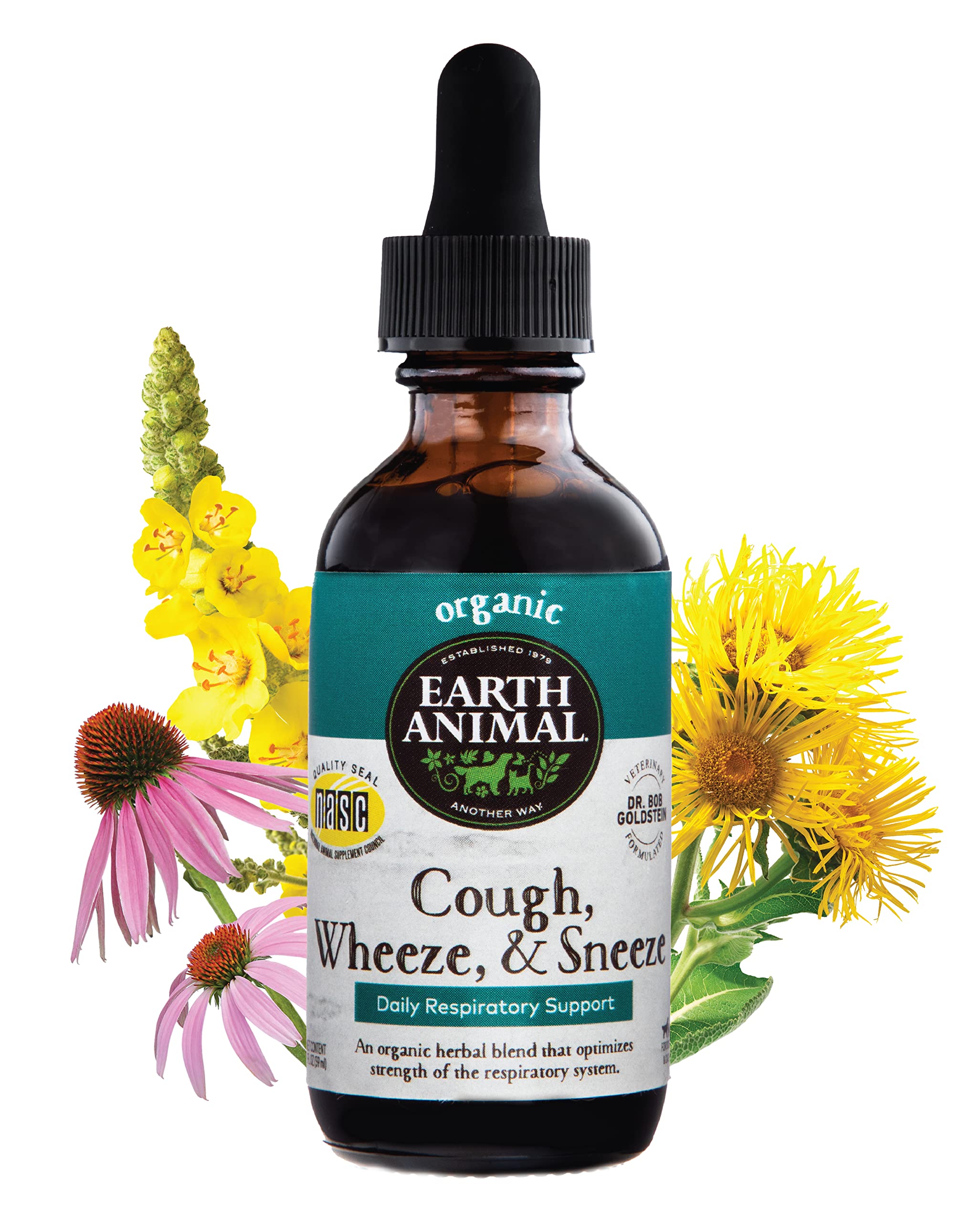 Earth Animal Herbal Remedies Cough, Wheeze & Sneeze for Dogs & Cats, 2 fl oz