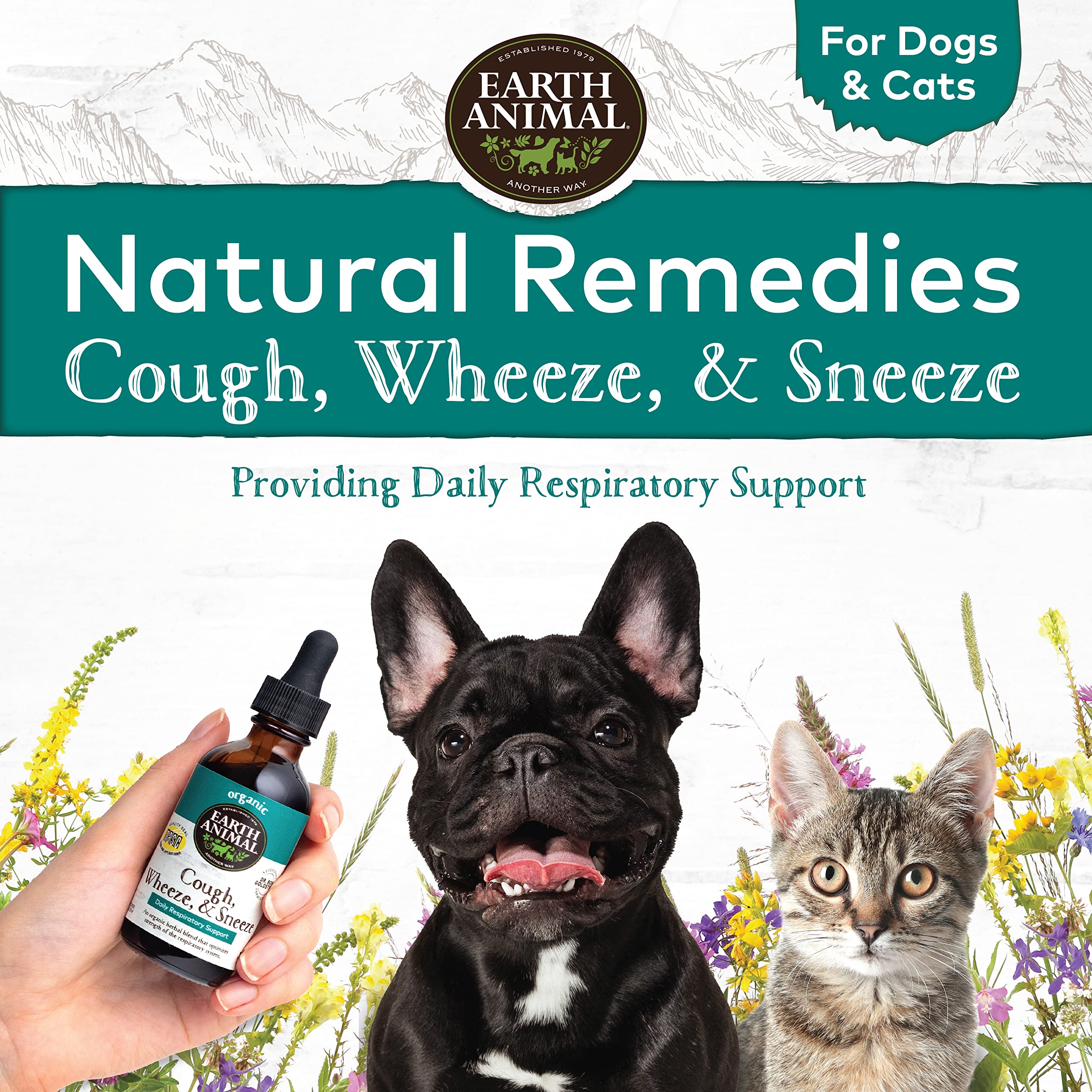 Earth Animal Herbal Remedies Cough, Wheeze & Sneeze for Dogs & Cats, 2 fl oz