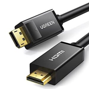 UGREEN 4K Displayport to HDMI Cable Uni-Directional UHD DP to HDMI Connector Video Display Cord for HDTV Monitor Projector Computer 6FT