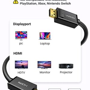 UGREEN 4K Displayport to HDMI Cable Uni-Directional UHD DP to HDMI Connector Video Display Cord for HDTV Monitor Projector Computer 6FT