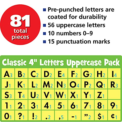 Teacher Created Resources White Classic Font 4-Inch Letters Uppercase Pack (5382)