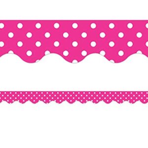 Teacher Created Resources Hot Pink Polka Dots Scalloped Border Trim (5209)