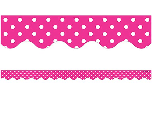 Teacher Created Resources Hot Pink Polka Dots Scalloped Border Trim (5209)