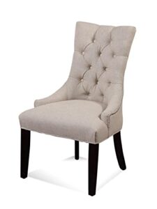 basset mirror company fortnum wood ii dining chair in natural fabric with wood frame