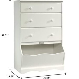 Sauder Pogo 3-Drawer Chest, L: 30.08" x W: 19.37" x H: 47.01", Soft White