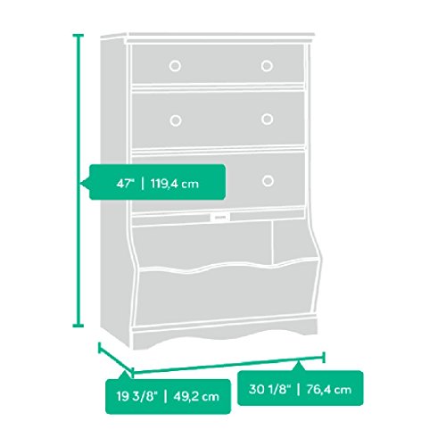 Sauder Pogo 3-Drawer Chest, L: 30.08" x W: 19.37" x H: 47.01", Soft White