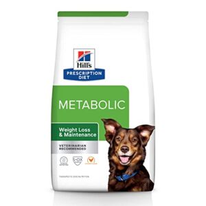 hill's prescription diet metabolic weight management chicken flavor dry dog food, veterinary diet, 27.5 lb. bag