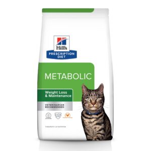 hill's prescription diet metabolic weight management chicken flavor dry cat food, veterinary diet, 4 lb. bag