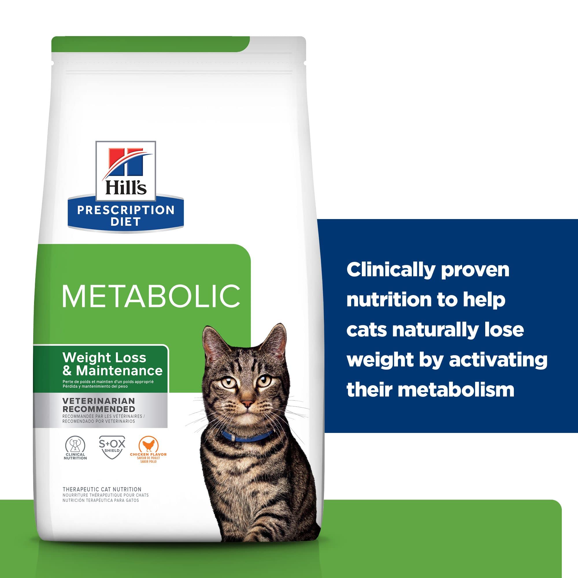 Hill's Prescription Diet Metabolic Weight Management Chicken Flavor Dry Cat Food, Veterinary Diet, 4 lb. Bag