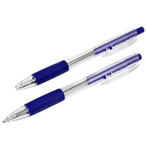 Clip Click Retractable Ball Point Pens, 1.0 mm Blue Ink, Set of 8