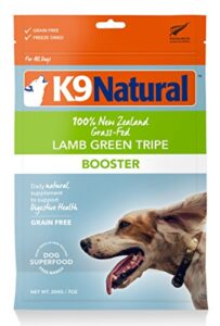 freeze dried dog food booster by k9 natural - perfect grain free, healthy, hypoallergenic limited ingredients for all dogs - raw, freeze dried mixer - 100% green tripe nutrition for dogs - 7oz pack