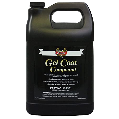 Presta 138501 Gel Coat Compound for Removing P1000 Grit, Finer Sand Scratches and Oxidation - 1 Gallon, White