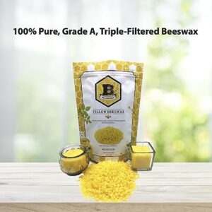 Beesworks Beeswax Pellets, Yellow, 1lb-Cosmetic Grade-Triple Filtered Beeswax (1)