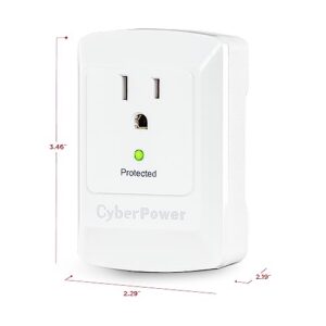 CyberPower CSB100W Essential Surge Protector, 900J/125V, 1 Outlet, Wall Tap