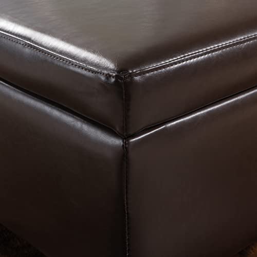 Christopher Knight Home York Bonded Leather Storage Ottoman Bench, Brown