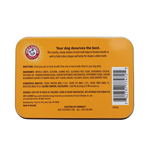 Arm & Hammer for Pets Tartar Control Dental Mints for Dogs | Dog Dental Mints Help Reduce Plaque & Tartar Buildup Without Brushing | Beef Flavor, 40 Count