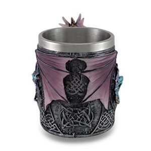Zeckos Purple Gothic Dragon Decorative Resin and Stainless Steel Tankard/Mug/Pencil Holder Celtic Knot Work Accents 10 Ounces