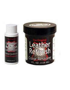 leather refinish color restorer & cleaner/conditioner-preparer combo kit (dark brown)