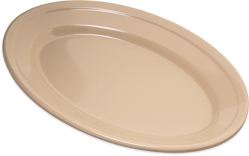 Carlisle FoodService Products 4356325 Dallas Ware Melamine Oval Platter Tray, 9.25" x 6.25", Tan (Pack of 24)