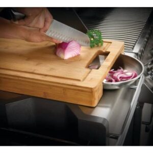 Napoleon PRO Bamboo Cutting Board with Stainless Steel Bowls 70012 Naturally Cutting Board with Two Stainless Steel Bowls, Chopping and Carving Meat