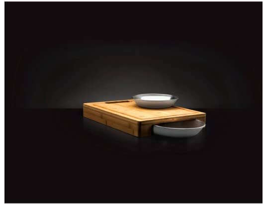 Napoleon PRO Bamboo Cutting Board with Stainless Steel Bowls 70012 Naturally Cutting Board with Two Stainless Steel Bowls, Chopping and Carving Meat