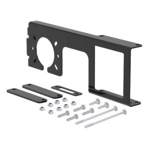 curt 58003 easy-mount vehicle trailer wiring connector mounting bracket for 2-1/2-inch receiver, 4 or 5-way flat, 6 or 7-way round, gloss black powder coat