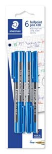 staedtler medium stick 430 ballpoint pen, blue, pack of 6