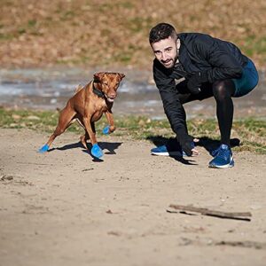 PawZ Dog Boots - Rubber Dog Booties - Waterproof Snow Boots for Dogs - Paw Protection for Dogs - 12 Dog Shoes per Pack (Blue, Medium)