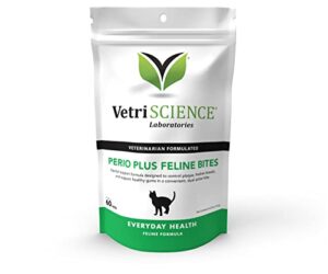 vetriscience perio plus teeth cleaning treats for cats, chicken, 60 chews - plaque control, fresh breath and gum health for cats