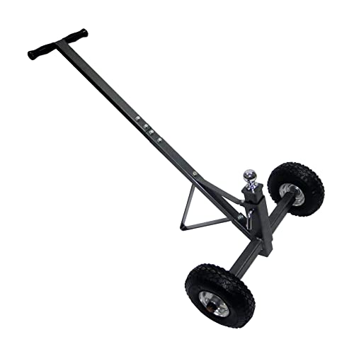 Tow Tuff TMD-600AFF Heavy Duty Solid Steel 600 Pound Capacity Trailer Dolly with Adjustable Hitch Ball Height and 10 Inch Flat Free Tires,Black,600 lb Capacity/2 Wheels