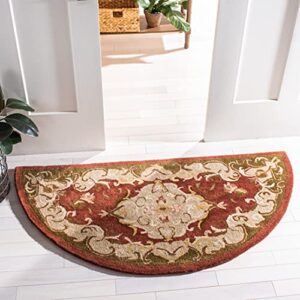 safavieh classic collection accent rug - 2'3" x 4', rust & green, handmade traditional oriental wool, ideal for high traffic areas in entryway, living room, bedroom (cl234a)