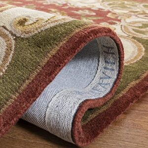 SAFAVIEH Classic Collection Accent Rug - 2'3" x 4', Rust & Green, Handmade Traditional Oriental Wool, Ideal for High Traffic Areas in Entryway, Living Room, Bedroom (CL234A)