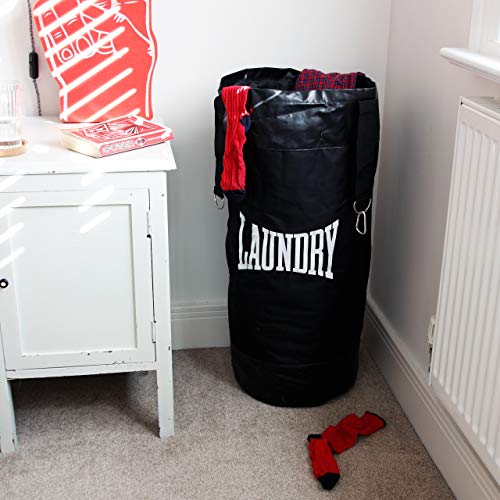 Suck UK | Laundry Bag | Punching Bag Shaped Hampers For Laundry | Laundry Basket & Dorm Room Essentials | Gifts For Men | Dirty Clothes Hamper For Knock Out Boys Bedroom Decor | Black Laundry Hamper
