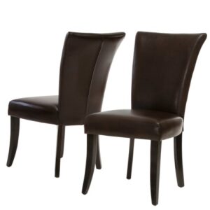 christopher knight home stanford leather dining chairs, 2-pcs set, brown