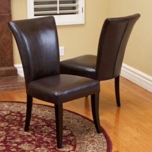 Christopher Knight Home Stanford Leather Dining Chairs, 2-Pcs Set, Brown