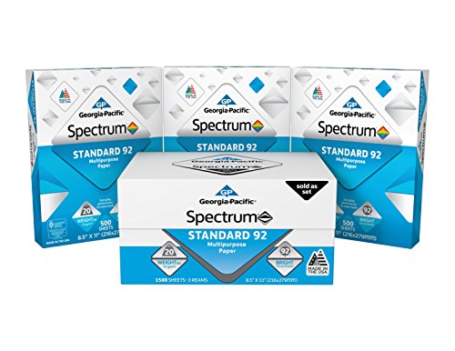 Georgia-Pacific Spectrum Standard 92 Multipurpose Paper, 8.5 x 11 Inches, 1 box of 3 packs (1500 Sheets) (998606)