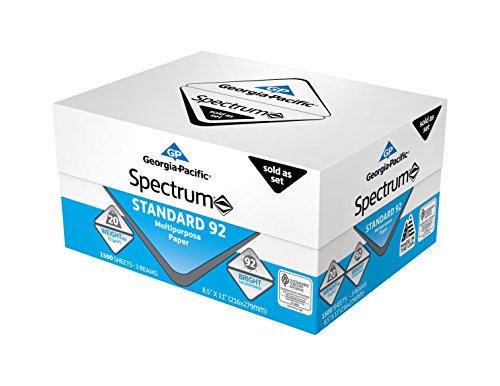 Georgia-Pacific Spectrum Standard 92 Multipurpose Paper, 8.5 x 11 Inches, 1 box of 3 packs (1500 Sheets) (998606)