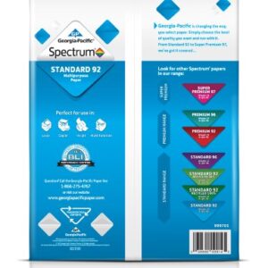 Georgia-Pacific Spectrum Standard 92 Multipurpose Paper, 8.5 x 11 Inches, 1 box of 3 packs (1500 Sheets) (998606)