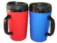 gama electronics 2 thermoserv foam insulated coffee mugs 34 oz (1) blue & (1) red