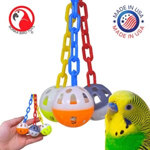 Bonka Bird Toys 1467 Ball Clanger Plastic Colorful Noisy Rattle Parrot Parrotlet Parakeet Budgie