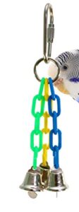 bonka bird toys 1532 tiny 3 bell bird toy parrot cage toys cages budgie parakeet parrotlet lovebird quality product hand made in the usa