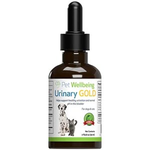 pet wellbeing urinary gold for dogs - vet-formulated - canine urinary tract health, uti & bladder infection, normal urine ph - natural herbal supplement 2 oz (59 ml)