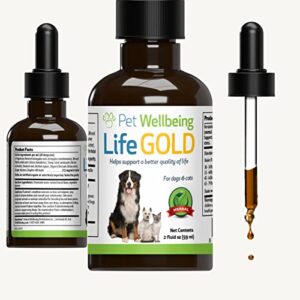 pet wellbeing life gold for dogs - vet-formulated - immune support and antioxidant protection - natural herbal supplement 2 oz (59 ml)