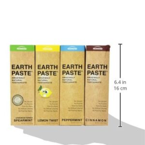 REDMOND Earthpaste All Natural Non-Fluoride Vegan Non GMO Real Ingredients Toothpaste (Variety Pack (Lemon, Wintergreen, Cinnamon, Pep)), 4 Ounce (Pack of 4)