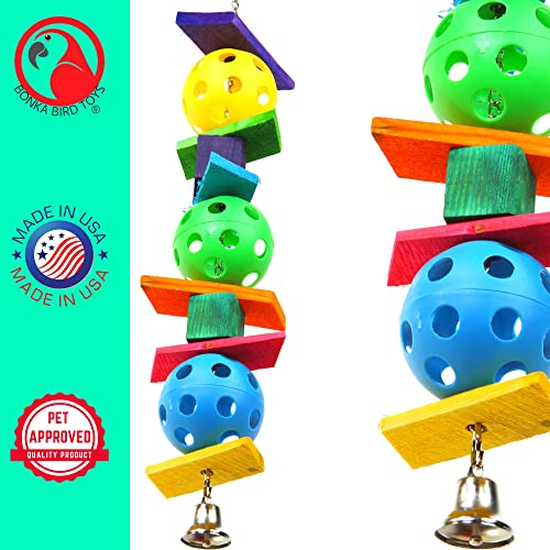 Bonka Bird Toys 1230 Ball Chewy Bird Toy Parrot cage Stuff Cages African Grey Cockatoo Macaw Amazon Foot Paper Aviary Conure Small Macaws