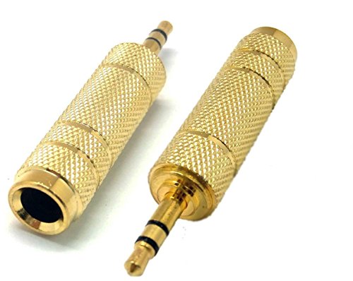 iMBAPrice Premium Adapter Stereo Gold Plug 3.5mm M to 1/4" F Adapter Metal - 3.5mm Stereo Plug to 6.35mm (1/4 Inch) Stereo Jack Adaptor - Gold Plated