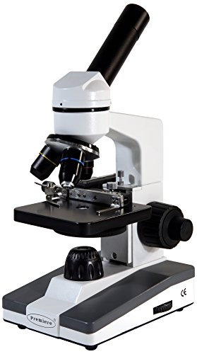 C & A Scientific Premiere MSK-01L Basic Monocular Compound Microscope, 10x Eyepiece, 40x-400x Magnification, Brightfield, LED Illumination, Mechanical Stage, 110V