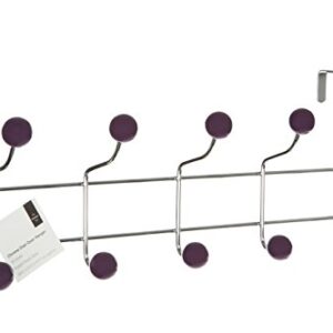 Premier Housewares 509733 Coat Hooks/Over Door Hanger/Over Door Coat Hooks/Door Hanger - 10 Hooks,Purple,H17 x W41 x D12cm