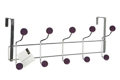 Premier Housewares 509733 Coat Hooks/Over Door Hanger/Over Door Coat Hooks/Door Hanger - 10 Hooks,Purple,H17 x W41 x D12cm